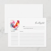 Voor de Bruid Receptkaart Rooster Feestdagenkaart (Voorkant / Achterkant)