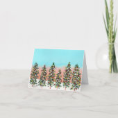 Voor de dageraad rij van kleurrijke kerstbomen kaart (Voorkant)
