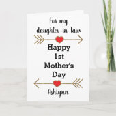 Voor de dochter in de wet op de eerste Moederdag Kaart (Voorkant)