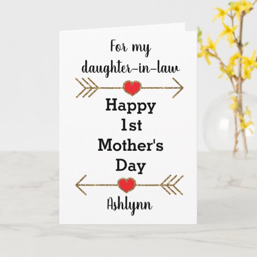 Voor de dochter in de wet op de eerste Moederdag Kaart (Gele Bloem)