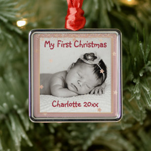 Voor de eerste Kerstmis, naam, Metalen Ornament