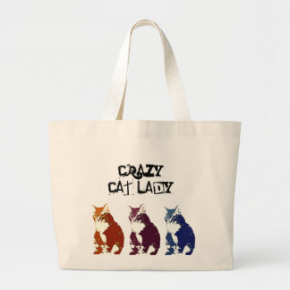 Voor de gekke kat-dame onderweg. grote tote bag