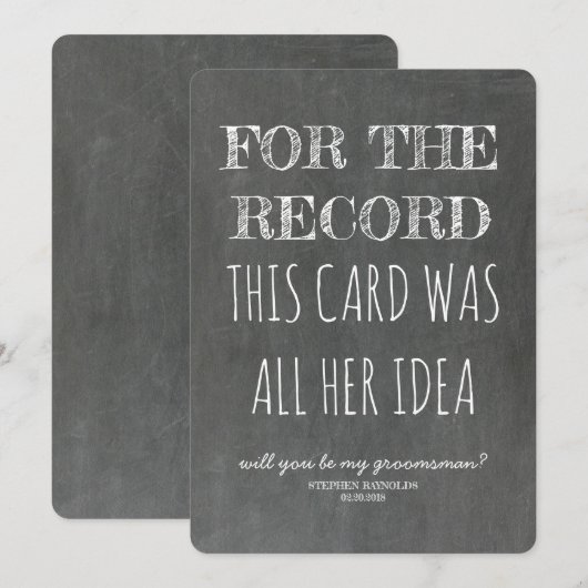Voor de goede orde: Funny Groomsman Proposal Kaart (Voorkant / Achterkant)