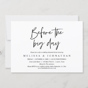 Voor de grote dag, het eten van de repetitie kaart