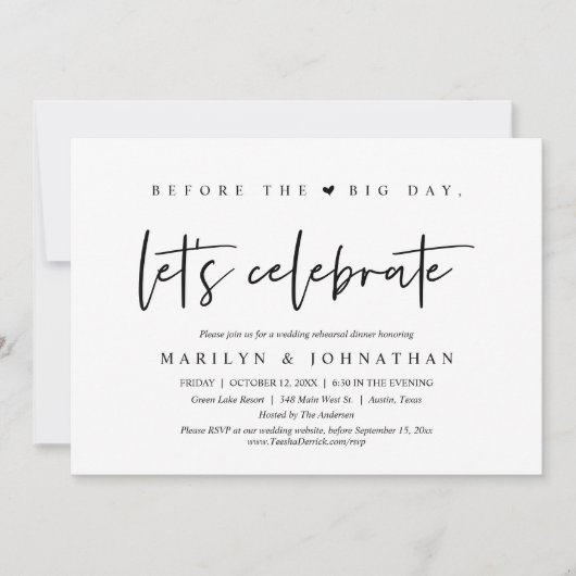 Voor de grote dag, het eten van de repetitie kaart (Voorkant)