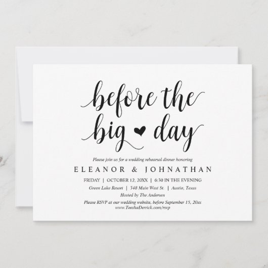 Voor de Grote Dag, het feest van de bruiloft Kaart (Voorkant)