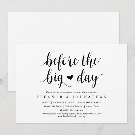 Voor de Grote Dag, het feest van de bruiloft Kaart (Voorkant / Achterkant)