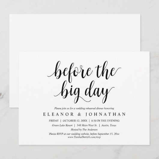 Voor de Grote Dag, het feest van de bruiloft Kaart (Voorkant / Achterkant)