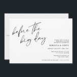 Vóór de Grote Dag van het Huwelijksfeest Kaart<br><div class="desc">Deze eenvoudige,  maar elegante uitnodiging voor een repetitief diner is de perfecte manier om vrienden en familie uit te nodigen voor je trouwrepetitie en repetitief diner.</div>