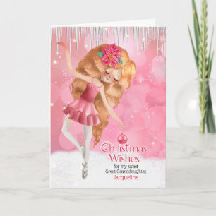 Voor de Grote Kleindochter een Roze Ballerina Kers Feestdagen Kaart