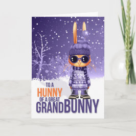 Voor de Grote Kleindochter Paarse KerstBunny Feestdagen Kaart