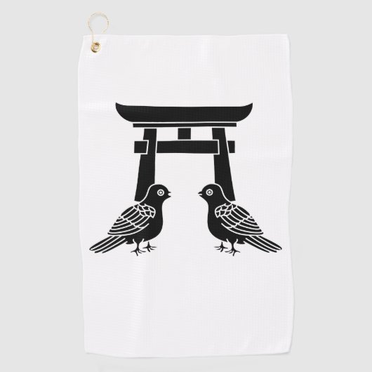 Voor de hand liggende duiven en Torii Golfhanddoek (Voorkant)