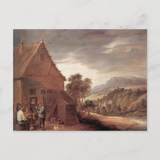 Voor de Inn door David Teniers... Briefkaart (Voorkant)
