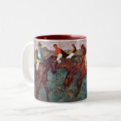 Voor de Jockeis-training starten - Degas Painting Tweekleurige Koffiemok (Voorkant links)