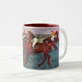 Voor de Jockeis-training starten - Degas Painting Tweekleurige Koffiemok (Voorkant rechts)