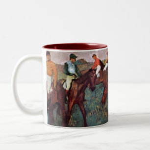 Voor de Jockeis-training starten - Degas Painting Tweekleurige Koffiemok