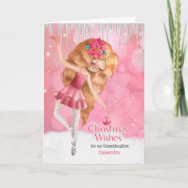 voor de kleindochter Pink Ballerina Kerstmis Feestdagen Kaart