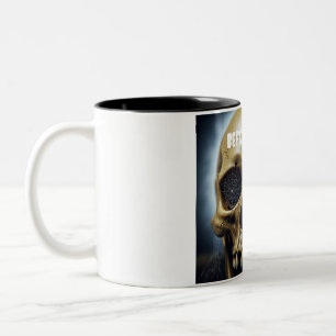 Voor de koffie Spooky Skull tweekleurige mok