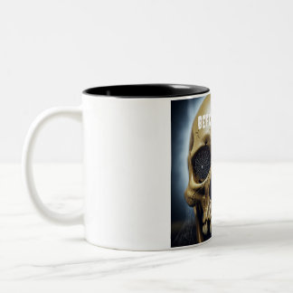 Voor de koffie Spooky Skull tweekleurige mok