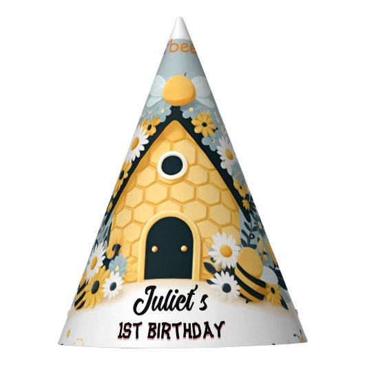 voor de lente daisy Geel eerste 1e bijendag verjaa Feesthoedjes (Voorkant)