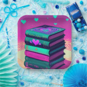 Voor de liefde van boeken Pink Square Papieren Bordje (Feest)