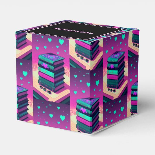 Voor de liefde van boeken roze kubus bedankdoosjes (Achterkant)