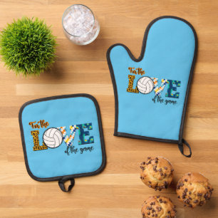 Voor de liefde van de Game Volleyball Mam Leopard Ovenwant & Pannenlap Set