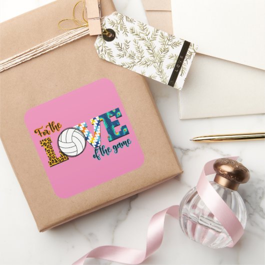 Voor de liefde van de Game Volleyball Mam Leopard Vierkante Sticker (Geschenken)