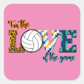 Voor de liefde van de Game Volleyball Mam Leopard Vierkante Sticker (Voorkant)