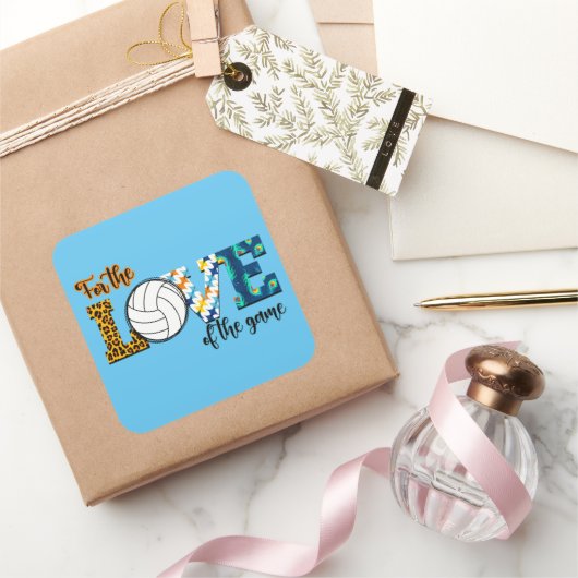 Voor de liefde van de Game Volleyball Mam Leopard Vierkante Sticker (Geschenken)