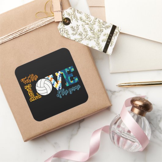 Voor de liefde van de Game Volleyball Mam Leopard Vierkante Sticker (Geschenken)