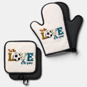 Voor de liefde van de spelmedaillerluipaard ovenwant & pannenlap set (Voorkant / Achterkant)