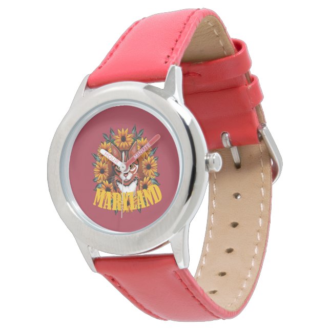 Voor de liefde van Maryland Schortkat  Horloge (Gekanteld)