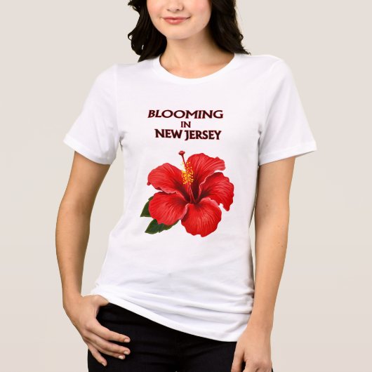 VOOR DE LIEFDE VAN RODE HIBISCUS WITTE BLOMEN DAME Tri-Blend SHIRT (Voorkant)