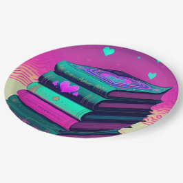 Voor de liefde van roze boeken papieren bordje