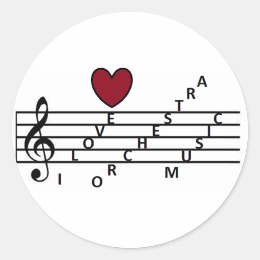 Voor de muziekliefhebber orchistra ronde sticker (Voorkant)