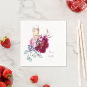 Vóór de Ring Champagne Magenta Bridal Napkins Servet (Insitu)