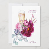 Vóór de Ring Champagne Magenta Bridal Uitnodiging (Voorkant)