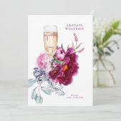 Vóór de Ring Champagne Magenta Bridal Uitnodiging (Staand voorkant)