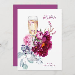 Vóór de Ring Champagne Magenta Bridal Uitnodiging