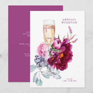 Vóór de Ring Champagne Magenta Bridal Uitnodiging
