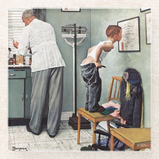 Voor de schok of bij de arts glazen onderzetter (Voorkant)