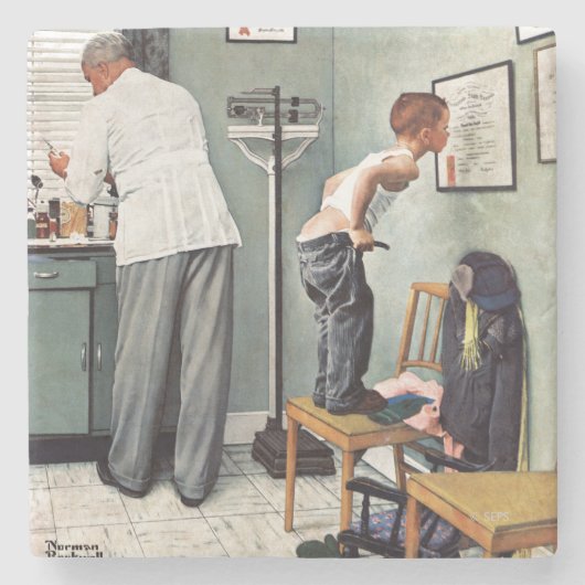 Voor de schok of bij de arts stenen onderzetter (Voorkant)