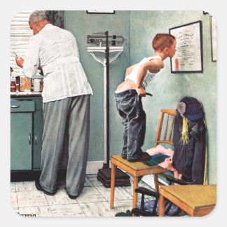 Voor de schok of bij de arts vierkante sticker