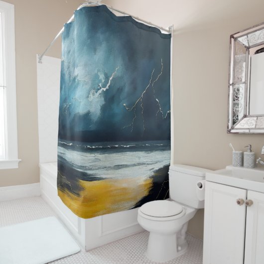 Voor De Storm – Abstract Zeelandschap Douchegordijn (In situ)