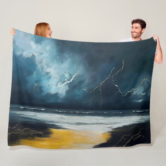Voor De Storm – Abstract Zeelandschap Fleece Deken (In situ)
