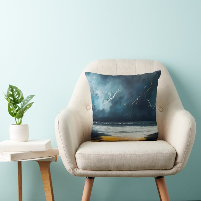 Voor De Storm – Abstract Zeelandschap Kussen (Stoel)