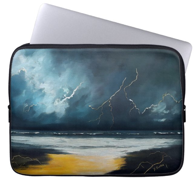 Voor De Storm – Abstract Zeelandschap Laptop Sleeve (Voorkant)