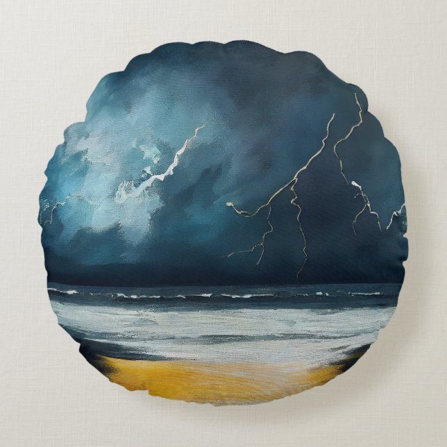 Voor De Storm – Abstract Zeelandschap Rond Kussen (Voorkant)