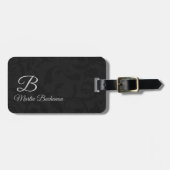 voor de Traveler Black Damask Monogrammed Bagagelabel (Voorkant horizontaal)